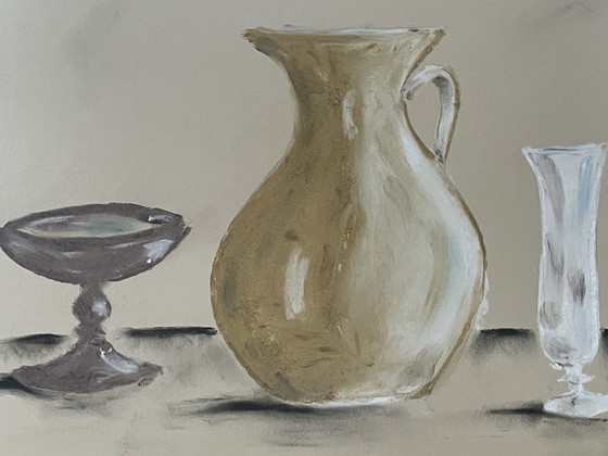 Image 1 of Natura morta firmata a pastello naturale "La brocca"