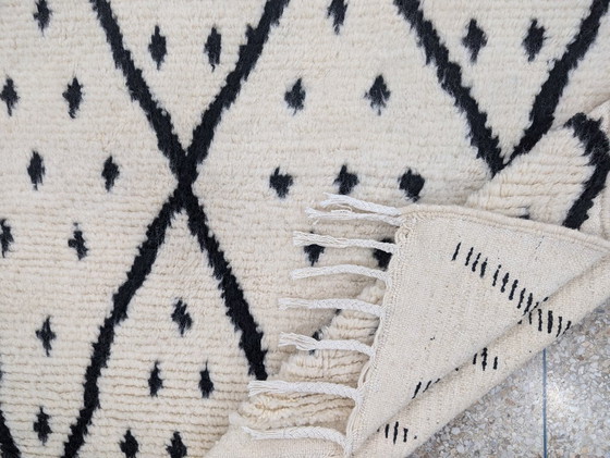 Image 1 of Tapis berbère - 305 cm x 208 cm - blanc et noir Laine