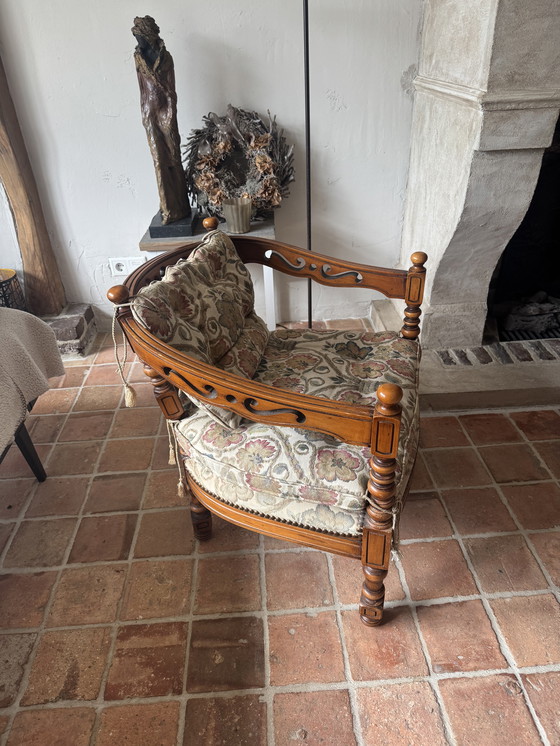 Image 1 of Giogetti Progetti fauteuil met Gobelin bekleding, Italië 1975.