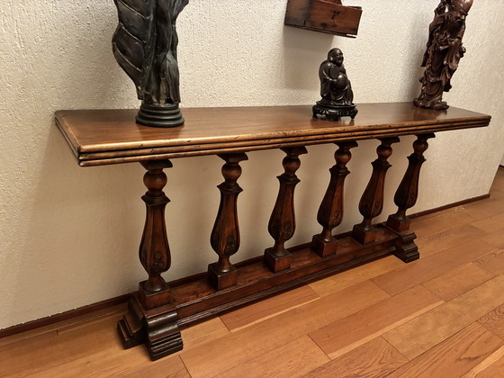 Image 1 of Mesa de pared/consola clásica maciza: madera maciza, patas de balaustre
