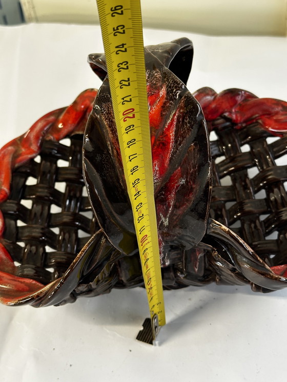 Image 1 of Cesto di frutta - Centrotavola a forma di cesto in ceramica di Vallauris 