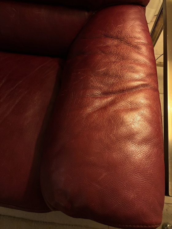 Image 1 of Divano in pelle rosso Bordeaux Natuzzi