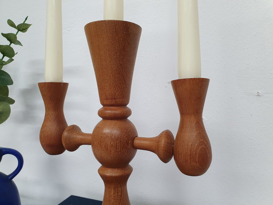 Image 1 of Chandelier/Porte-bougies. Chandelier vintage en bois.