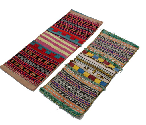 2x Original Handgeknüpfte Salz Tasche aus Echter Wolle, Khurjin, Afghan Deco 70x30 cm