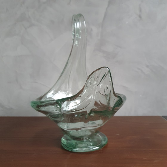 Image 1 of Glass Swan From The 1980s Green Glass