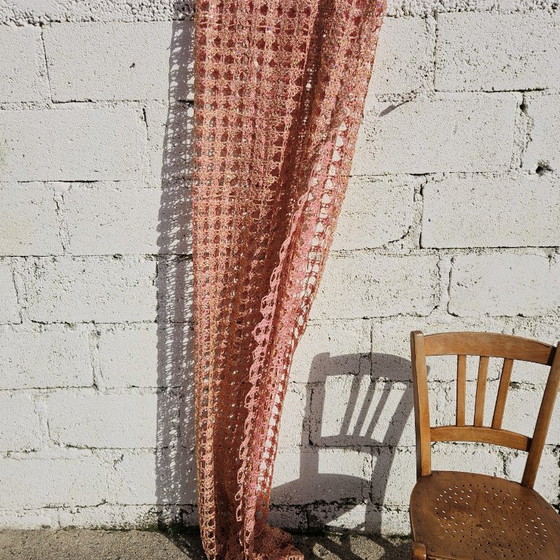 Image 1 of Vintage Rose-Gold Sequin Curtain – Mid-Century Modern, 60s Fabric