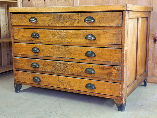 Vintage Holz Papierschrank / Zeichenschrank