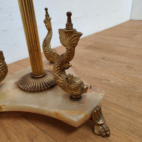 Image 1 of Vintage Brass Rococo Standing Coat Rack Hollywood Regency Hall Tree