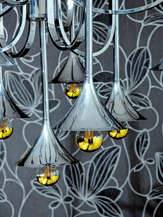 Trumpet Lamp Vintage Design Goffredo Reggini – Pendant lamps, Chrome, Metal (photo 10 of 10)