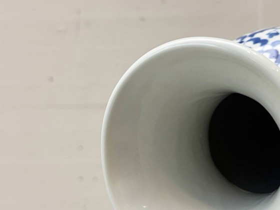 Image 1 of Blue and white porcelain vase with floral lattice decoration, 1970s