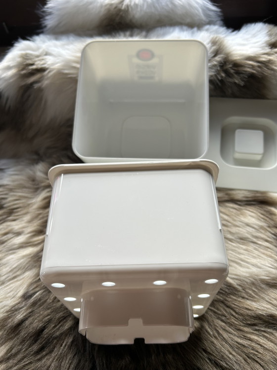 Image 1 of White square ice bucket with the iconic, vintage Virgin Vodka logo - Richard Branson