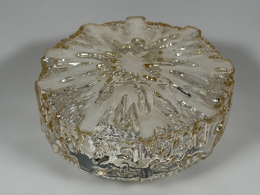 Plafondlamp uit de jaren 60/70, plafondmontage, glas, metaal, ruimtetijdperkontwerp