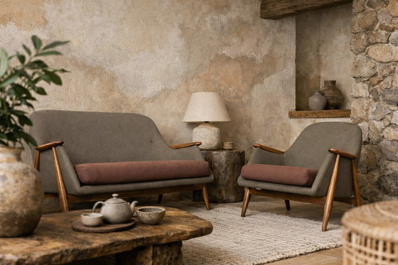 Image 1 of Vintage Mid-Century Modern Pallas Living Room Set by Svante Skogh for Asko, Finland, Set of 2, 1950s