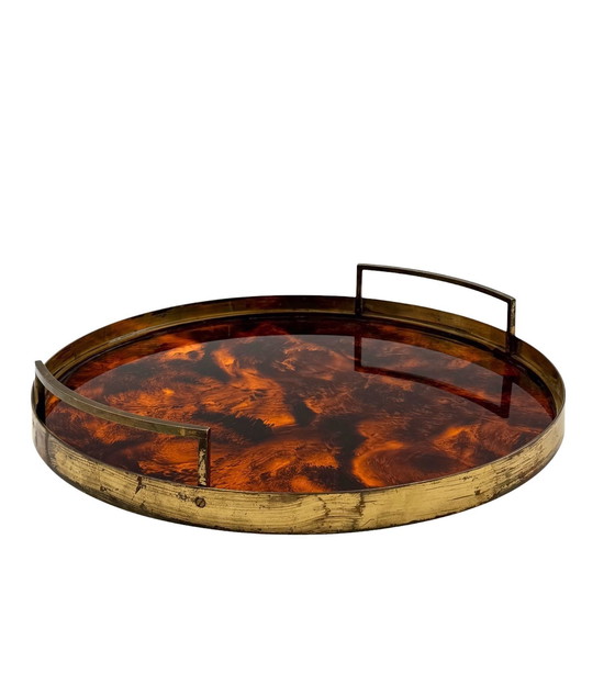 Image 1 of Hollywood Regency Rundes Tablett, Italien 1970er