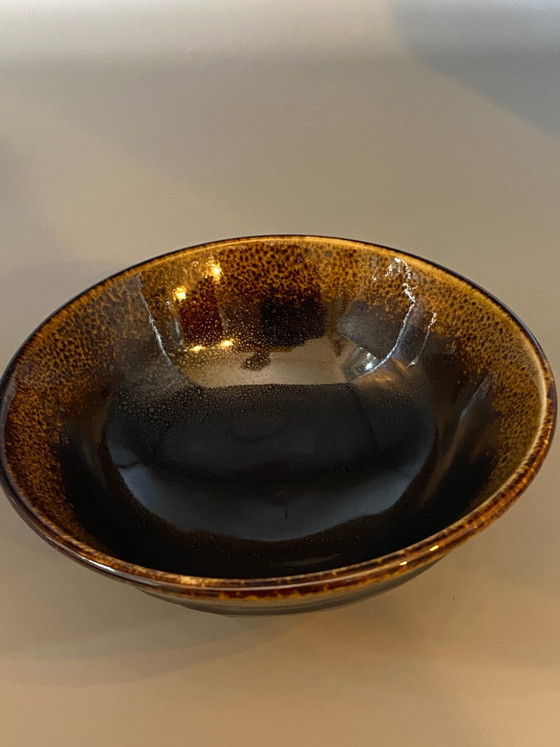 Bol à thé en grès émaillé – style Chawan, émail brun foncé – XXe siècle – Vaisselle (photo 3 of 4)