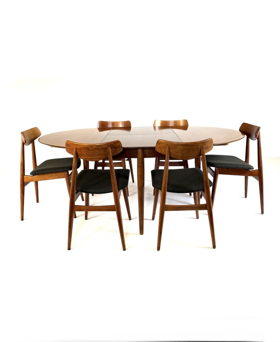 Image 1 of Vintage extendable walnut dining table, Lübke '60