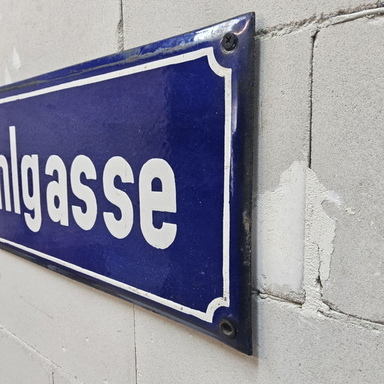 Vintage German Enamel Street Sign "Obermühlgasse" Frankfurt, Wall decoration, Metal, White (photo 8 of 15)