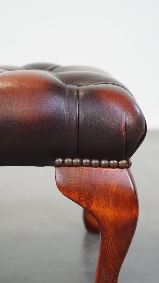 Image 1 of Beef Leather Square Chesterfield Hocker