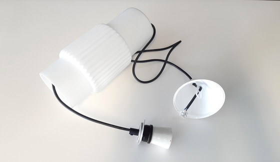 Image 1 of Vintage melkglas hanglampje, mcm lamp, minimalistisch hallampje