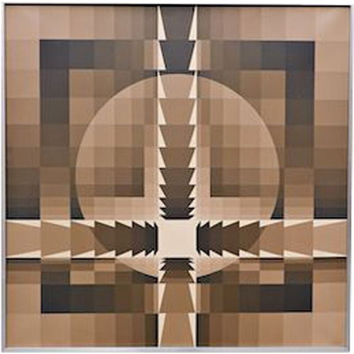 Öl auf leinwand vintage "geometrische komposition" von Georges vaxelaire, 1977