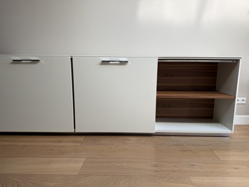 Hulsta Sideboard White With Walnut Wood