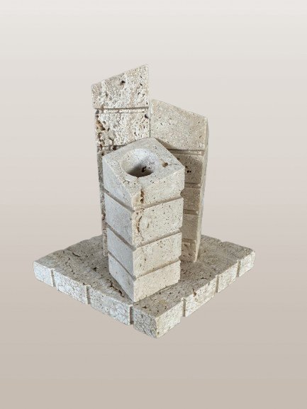 Image 1 of Travertin vaas/kandelaar uit Italy 