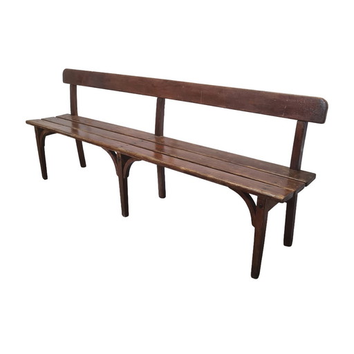 Ancien banc d'entrée en bois français, circa 1900