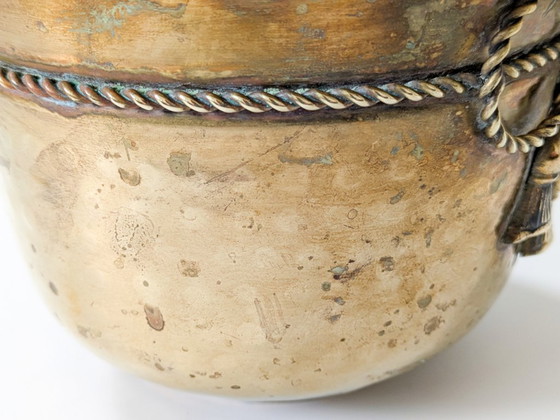 Brass Brass Planter With Wavy Rim And Twisted-Rope Bow – Interdima, Plant pot (photo 11 of 15)