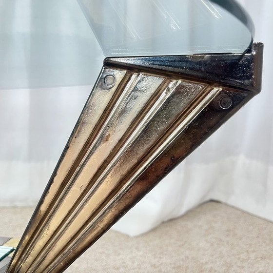 Vintage Italiaanse salontafel van glas, chroom en messing, Hollywood Regency-stijl, jaren 70. – Metal (photo 13 of 19)