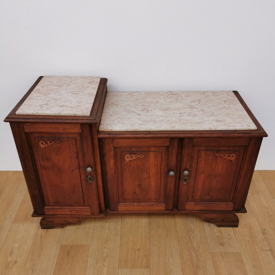 Image 1 of Antique TV cabinet television cabinet sideboard wall cabinet with marble top