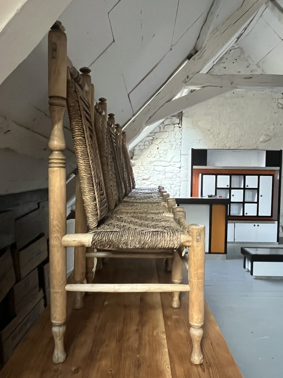 Image 1 of 6 Stühle aus Holz und Seil, die Adrien Audoux und Frida Minet zugeschrieben werden
