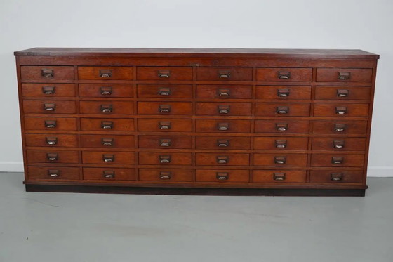 Image 1 of Large Dutch oak apothecary/filing cabinet or dresser, 1930s