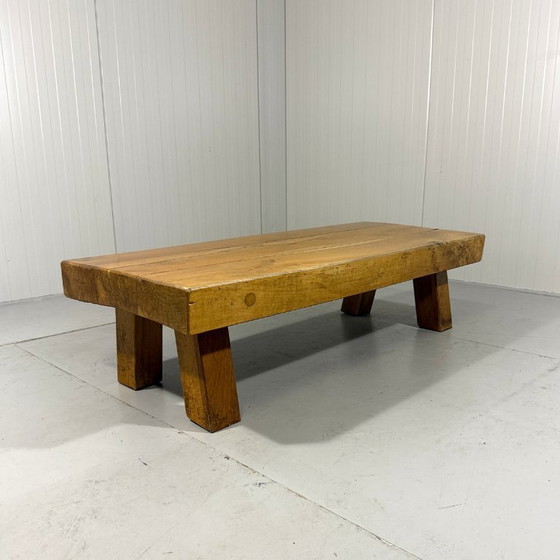Image 1 of Brutalist robust hardwood coffee table 1960s