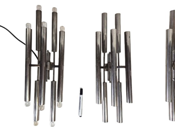 Image 1 of 3 grandi appliques in ottone nichelato, Italia 1960