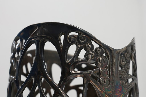 Jugendstil Cast pewter wine bottle holder marked Urania 1075, ca. 1910