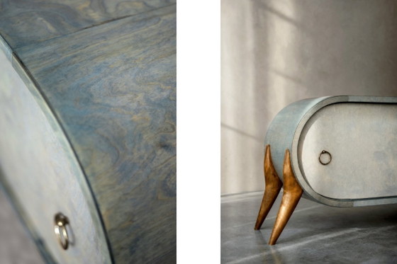 Image 1 of Credenza in legno stile Mid-Century Modern italiano, colore turchese, linee aerodinamiche, anni '60.