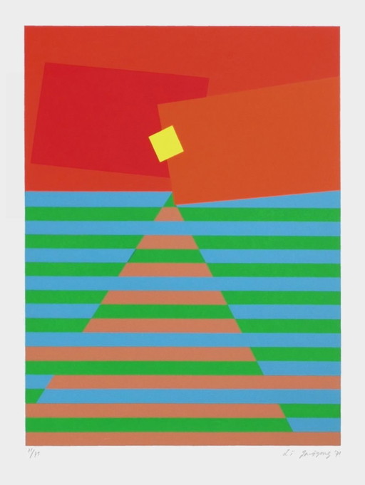 Li Jagyong, Composizione astratta, Serigrafia firmata, 1971