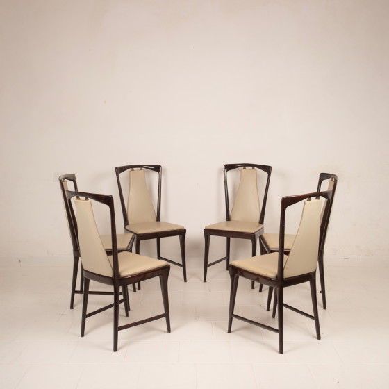 Osvaldo Borsani Sedie da Pranzo Italiane Mid Century in Mogano Tinto per ABV 1950 – Wood, Mid Century Modern (photo 3 of 20)