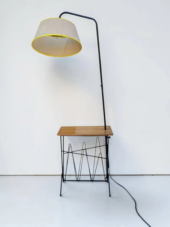 Lampada da lettura con tavolo 1950 – Lampade da terra, Wood, polished steel, Vintage (photo 2 of 9)