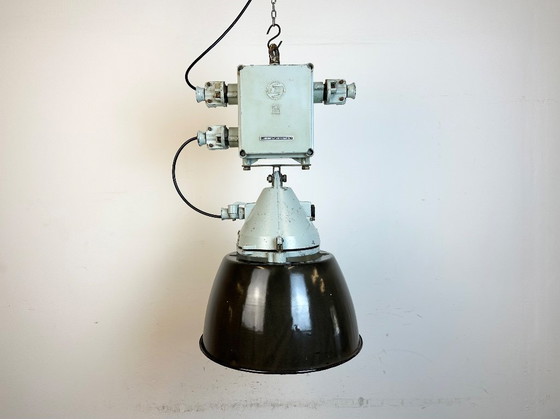 Image 1 of Grey Cast Aluminium Explosion Proof Lamp with Enameled Shade, 1970s