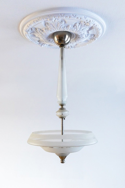 Art Deco pendant lamp glass and metal