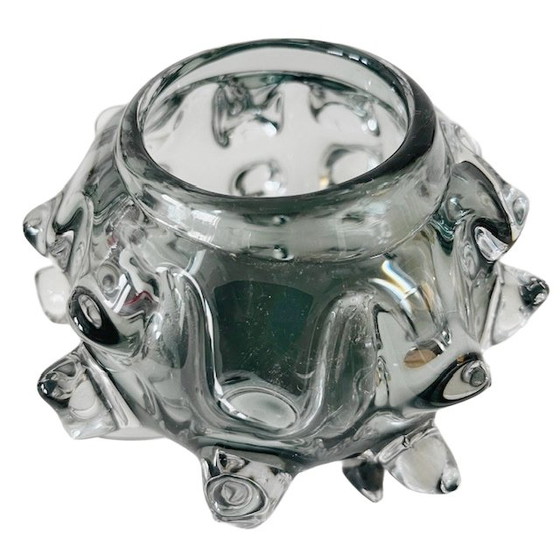 Image 1 of Polspotten Hobnail Glass tea-light holder smoked glass