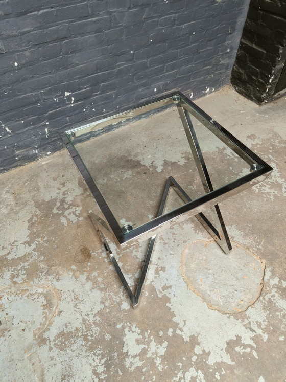 Tavolo quadrato danese dal design postmoderno in cromo e vetro, nello stile di Gerba – Tavolini, Glass, Metal (photo 9 of 15)