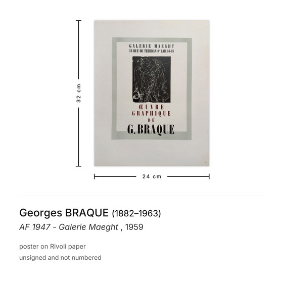 Georges Braque Poster AF 1947 - Galerie Maeght 1959 – Paper (photo 3 of 5)