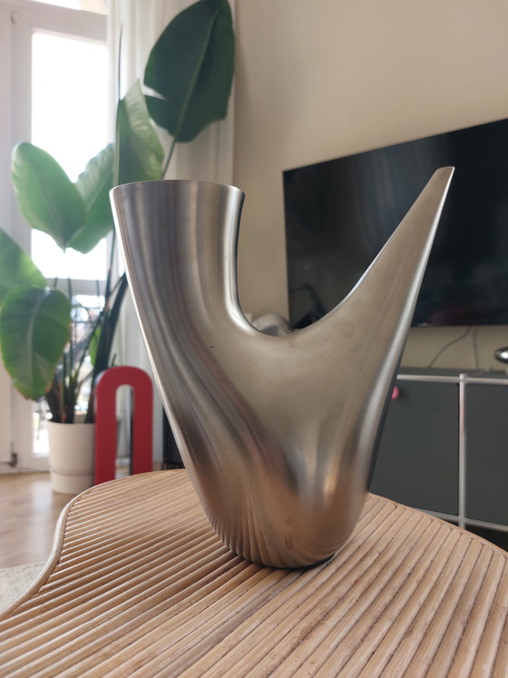 Image 1 of Vintage Auerhahn Bocina watering can vase, stainless steel, 1970s