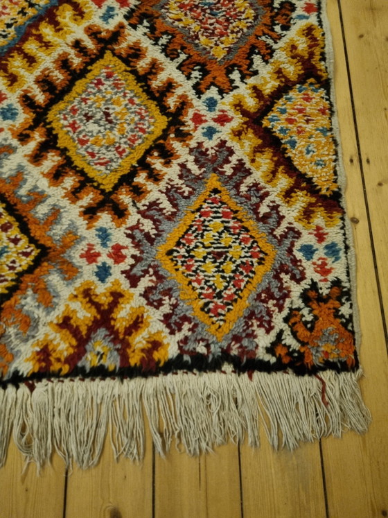 Image 1 of Tappeto berbero marocchino vintage, annodato a mano, circa 84x142 cm, colorato.