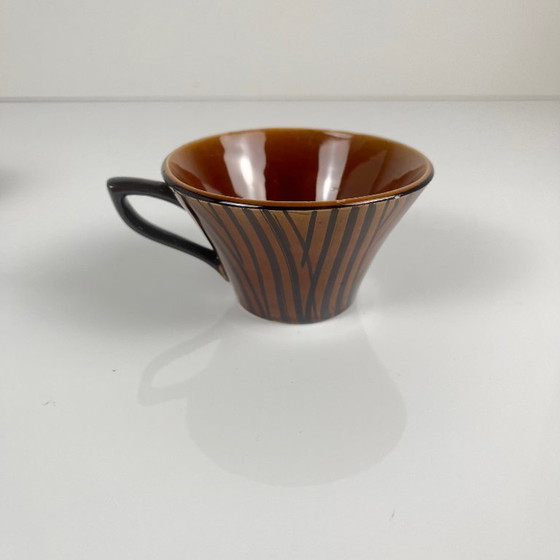 Image 1 of "Domino" coffee/tea cup duo, Sarreguemines, 1960