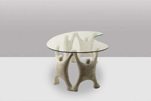 Tavolino da caffè in stile brutalista, scultoreo e dalle forme organiche. Anni '70.