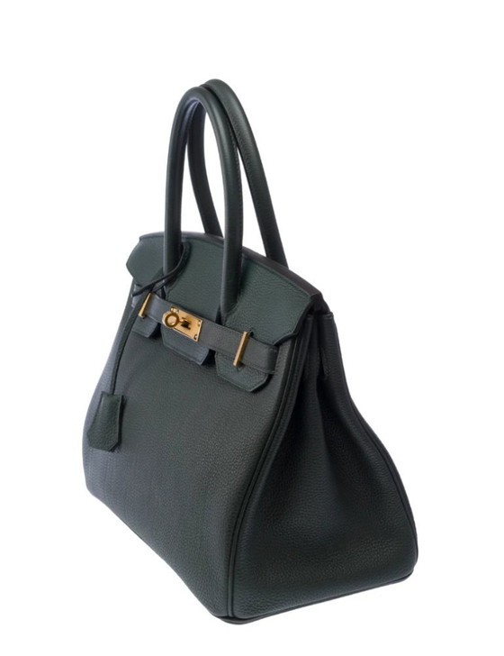 Image 1 of Sac HERMES Birkin 30 en Cuir Vert - 103372 Prix de vente