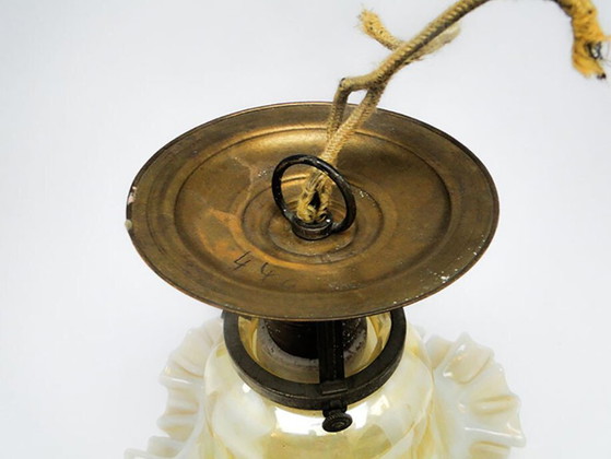 Early 20th Century Glass Pendant Lamp – Metal (photo 9 of 11)